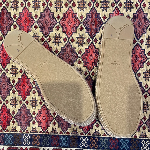 PRADA Blue Suede/Gold Criss-Cross Espadrille/Slide/Sandal - Size 38 - Picture 6 of 6